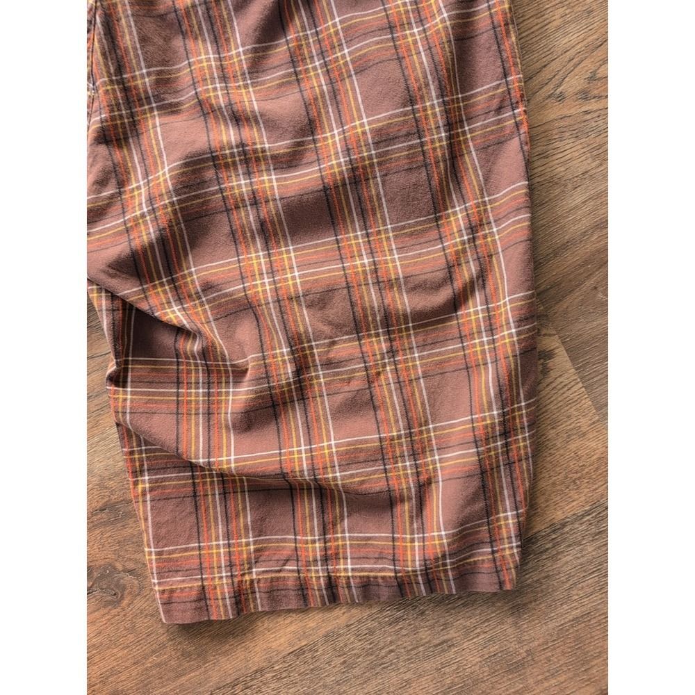 Ecko Unltd Men's Shorts Orange Brown Sz 36 Plaid Bermuda Cotton 11" Outdoor - Picture 14 of 16
